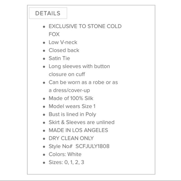 Stone Cold Fox Marilyn Duster / Robe / Size 1 / Floral print - Picture 4 of 8